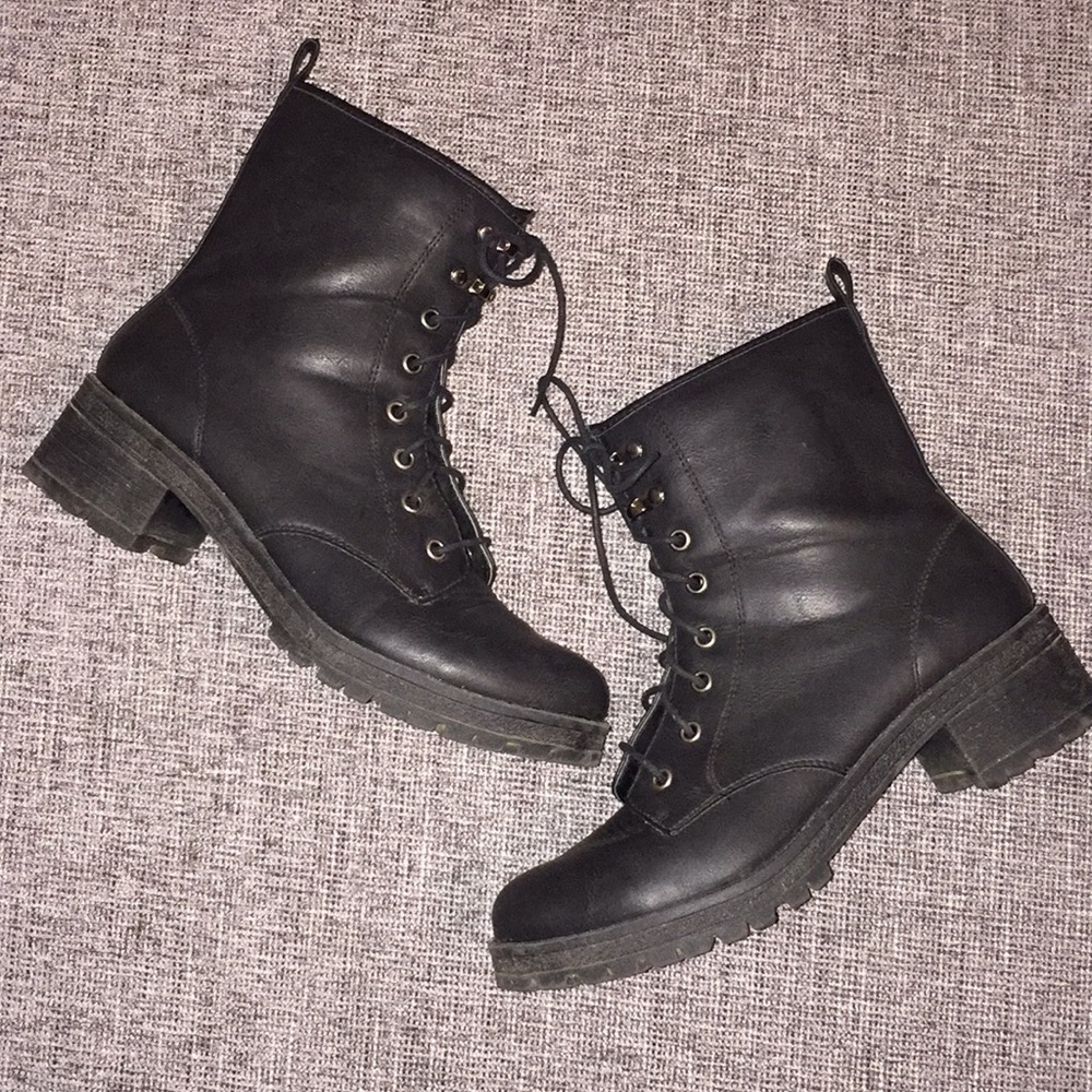 Black combat boots